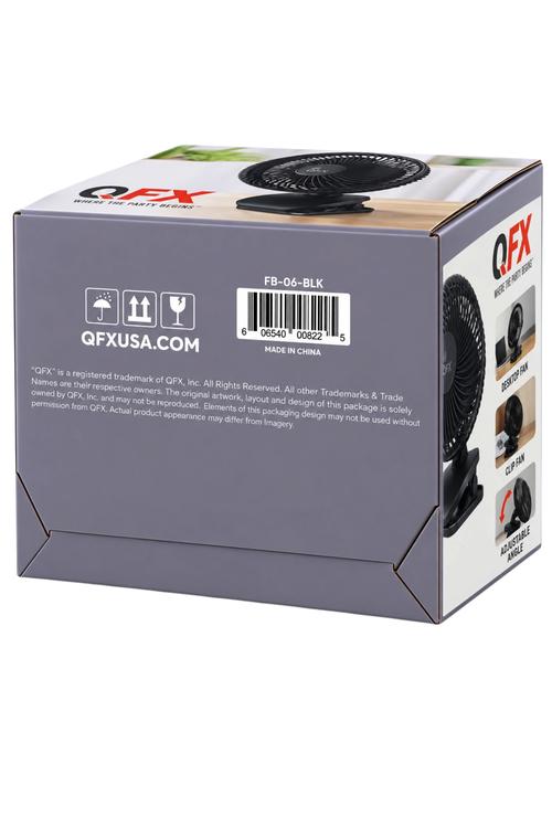QFX Rechargeable 2in1 Clip and Desk Fan, Black FB06BLK