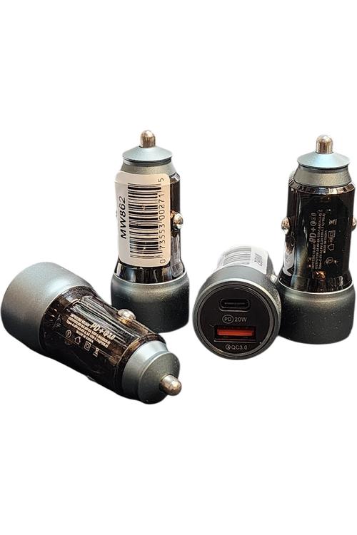 Fast Charging PD QC 30W Chrome Car Charger MW862