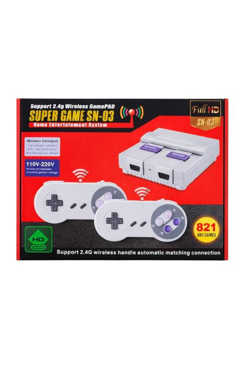 Full HD Mini Retro Game Console with 2.4G Wireless Controllers 821 Games SN03