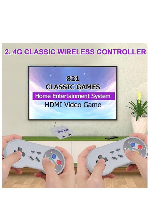 Full HD Mini Retro Game Console with 2.4G Wireless Controllers 821 Games SN03