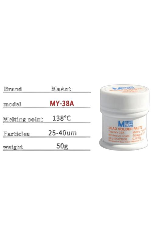 Ma Ant MY-38A 50g Leaded Solder Paste with 138°C Melting Point for PCB Repair GJC084
