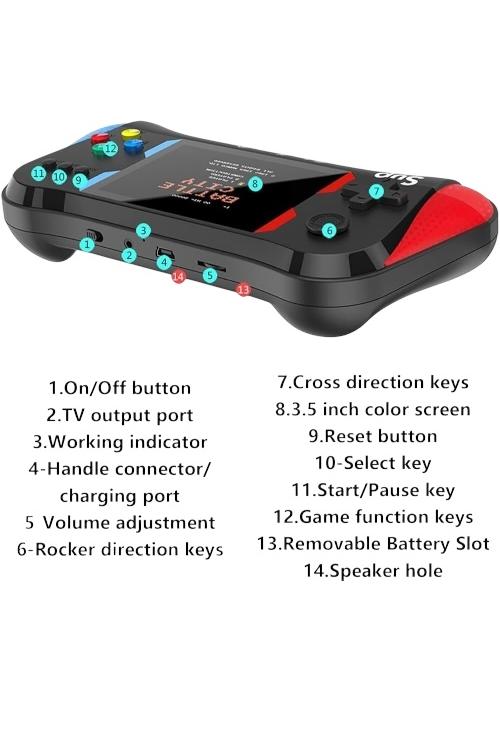 Handheld Retro Game Console 500-in-1 with TV Output without Remote X7M