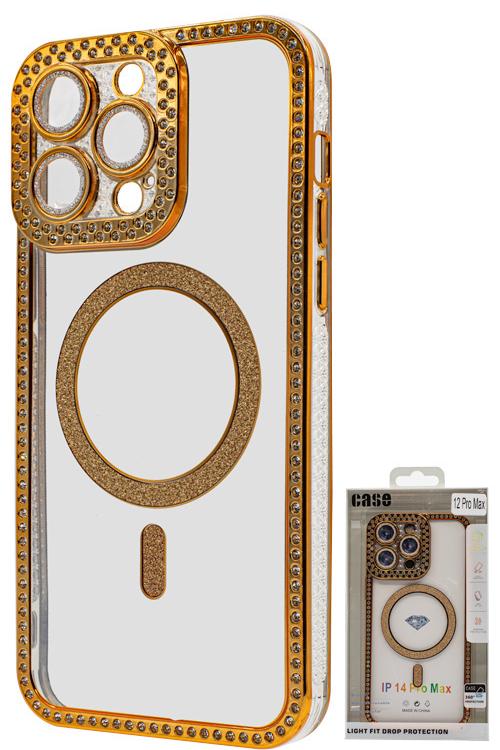 Iphone 12 ProMax Bling Mag Case Wholesale Gold