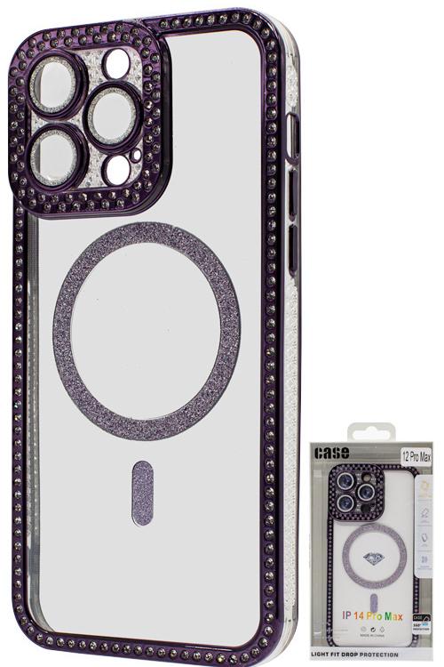 Iphone 12 ProMax Bling Mag Case Wholesale Purple