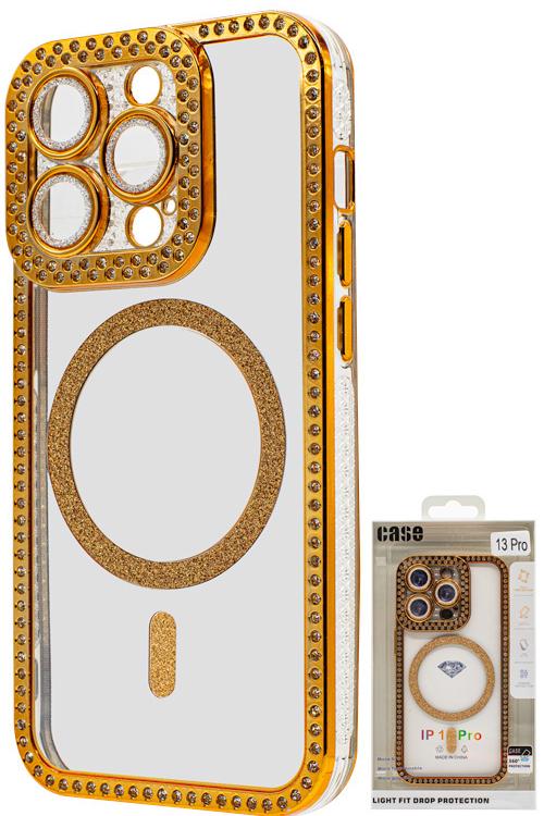 Iphone 13 Pro Bling Mag Case Wholesale Gold