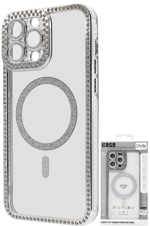 Iphone 13 Pro Max Bling Mag Case Wholesale Silver