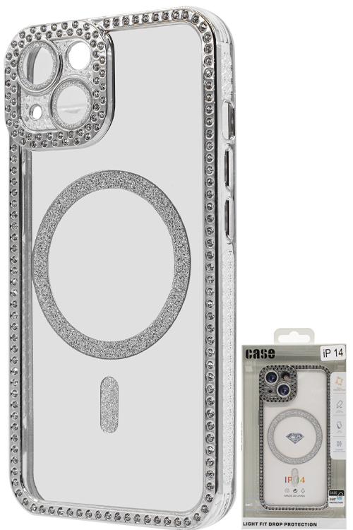 Iphone 14 Bling Mag Case Wholesale Silver