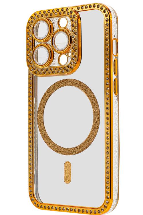 Iphone 14 Pro Bling Mag Case Wholesale Gold