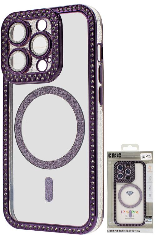 Iphone 14 Pro Bling Mag Case Wholesale Purple