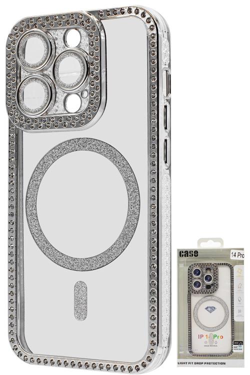 Iphone 14 Pro Bling Mag Case Wholesale Silver