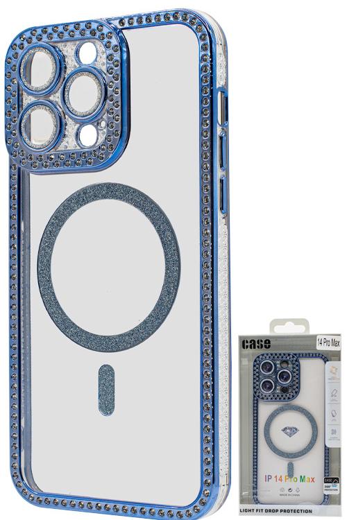 Iphone 14 Pro Max Bling Mag Case Wholesale Blue