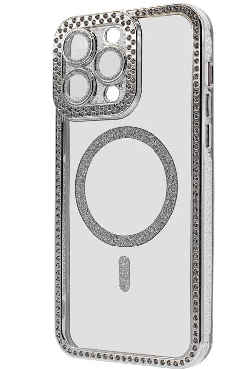 Iphone 14 Pro Max Bling Mag Case Wholesale Silver