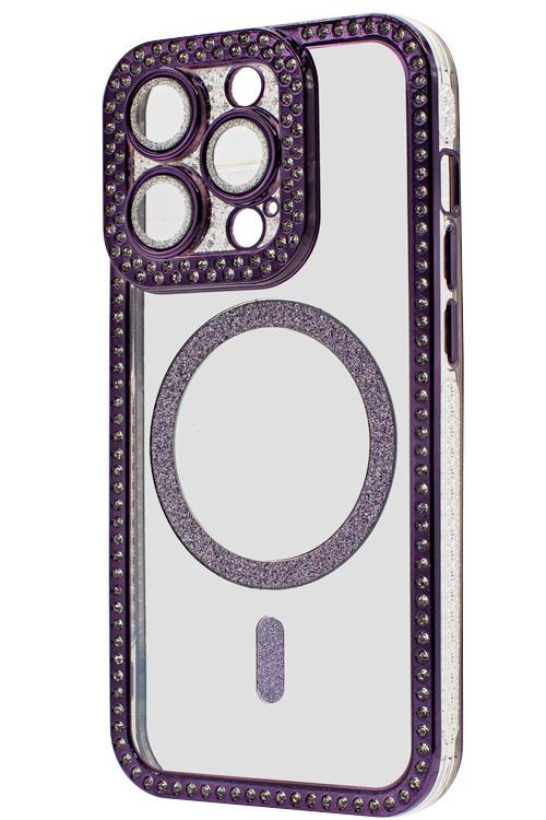 Iphone 15 Pro Bling Mag Case Wholesale Purple