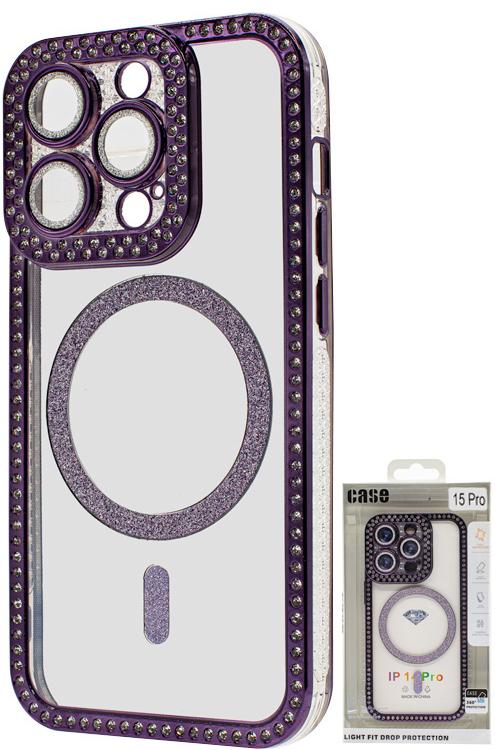 Iphone 15 Pro Bling Mag Case Wholesale Purple