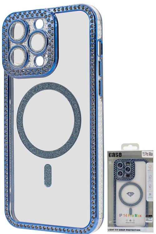 Iphone 15 Pro max Bling Mag Case Wholesale Blue