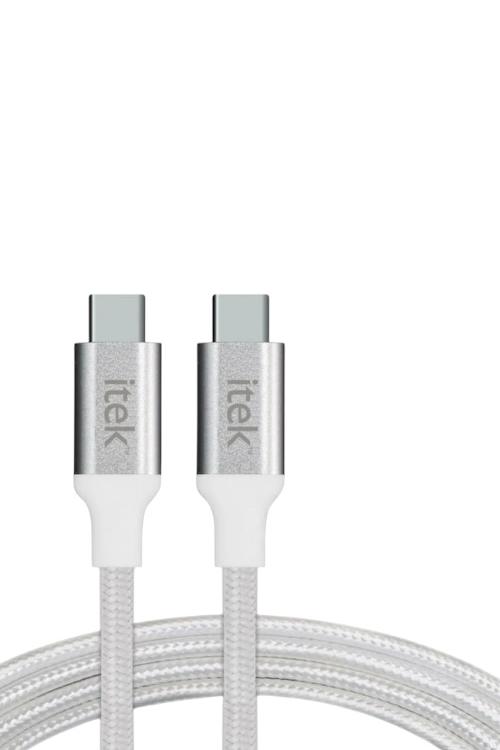 Itek 4FT Turbo Charge Type-C to Type-C Nylon Braided Cable White TCCC