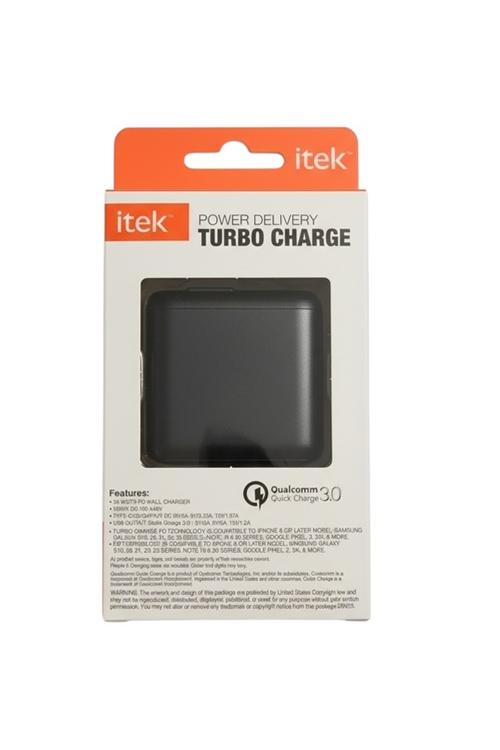 Itek Turbo Charge 38w Wall Charger Black TC3W