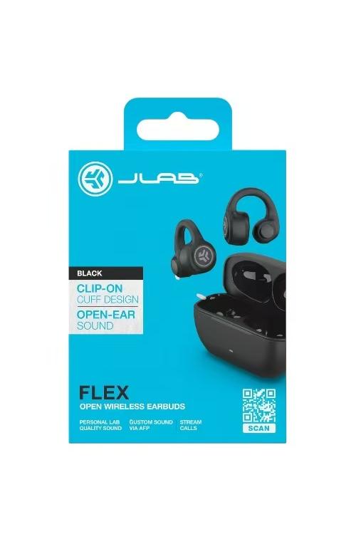 Jlab Flex Open Wireless Earbuds Clip-On Open-Ear Black FLEX
