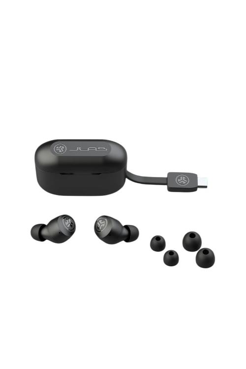 Jlab Go Pop Plus True Wireless Earbuds Bluetooth Earbuds with Microphone USB-C Charging Case Dual Connect EQ3 Sound Black POP
