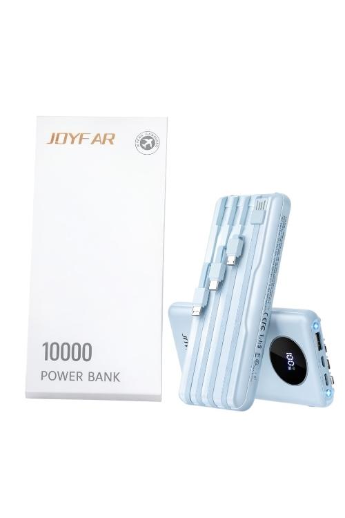 Joyfar 10000mAh Portable Power Bank with Built-In 4 Charging Cables Blue B0DDC9RLHY