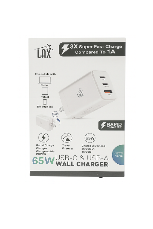 LAX 65W PD USB Wall Charger USBPD65