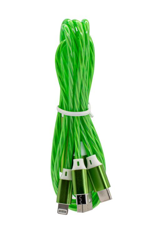 LED 3 IN 1 Cable With Light 3N1L Green