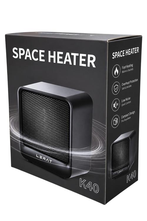 Lerat Portable Space Heater, Compact Personal Heater Black K40