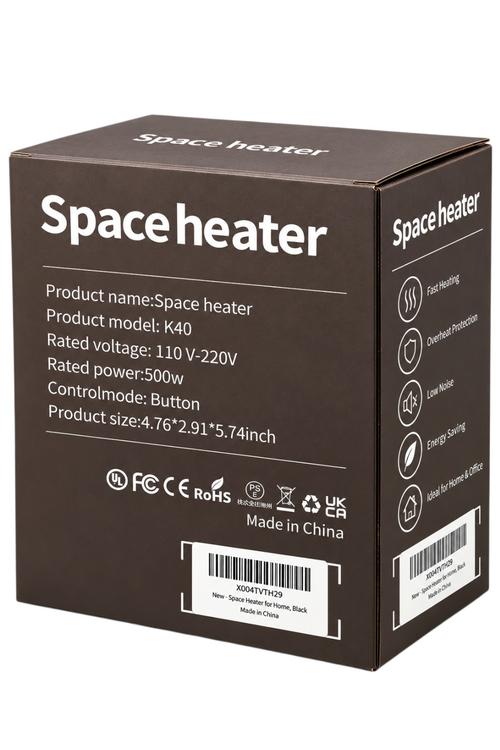 Lerat Portable Space Heater, Compact Personal Heater Black K40