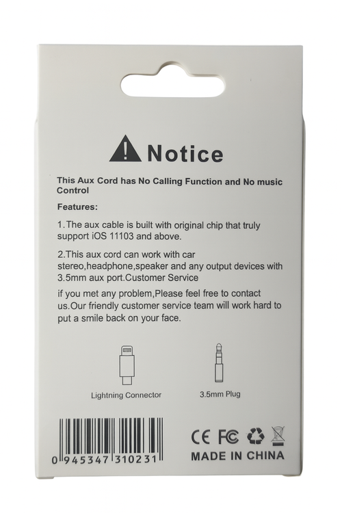 Lightning To Male Auxiliary 3FT Cable JBC025B