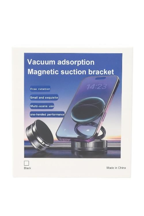 Magnetic Vacuum Phone Stand 360° Rotation Strong Suction One-Hand Use Black T28