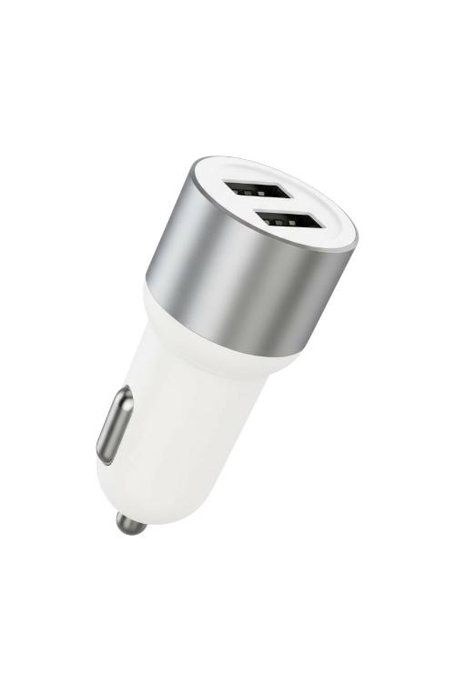 Matte Dual USB Car Charger White