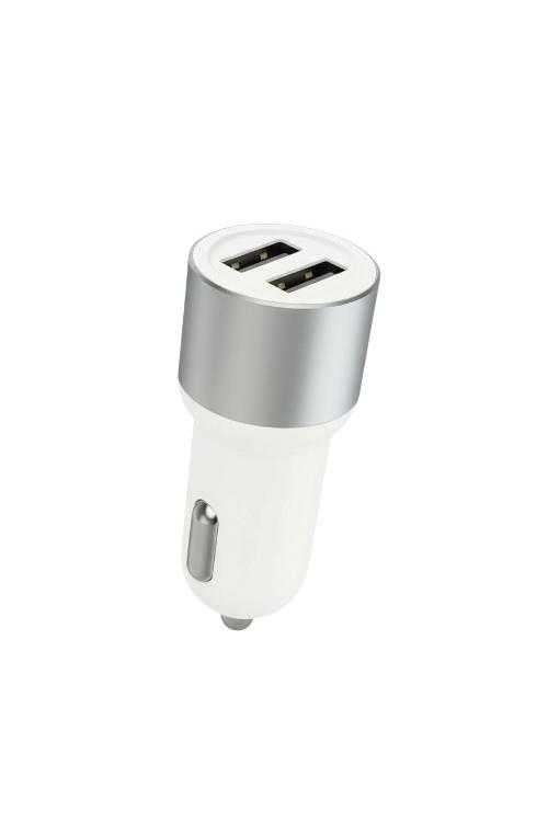Matte Dual USB Car Charger White