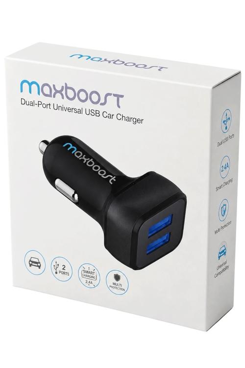 Maxboost Dual-Port USB Car Charger, 2.4A Smart Charging X000KCN37B