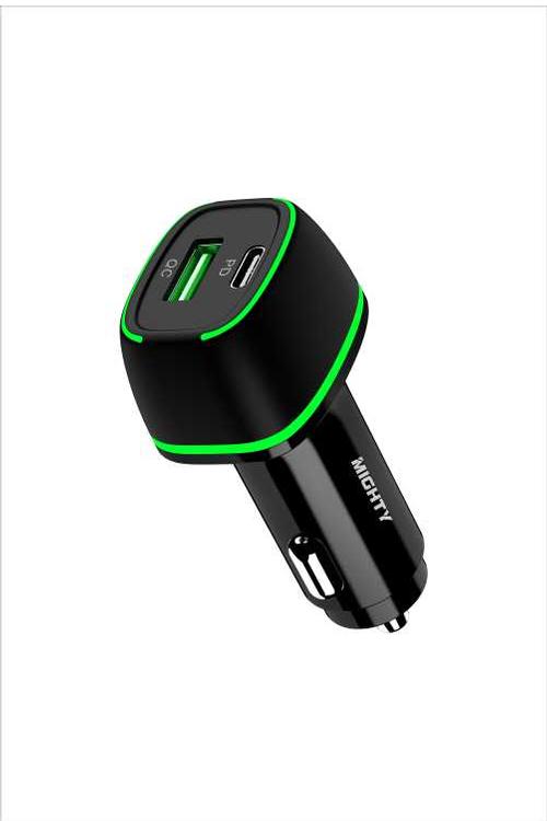 Mighty Fast Charging 36W PD Car Charger with USB Port Black MK32