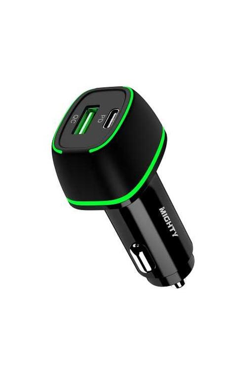 Mighty Fast Charging 36W PD Car Charger with USB Port Black MK32
