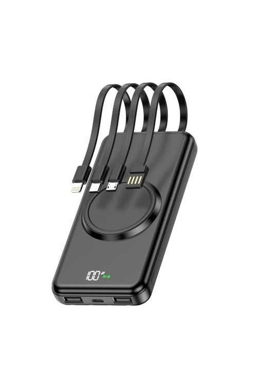 Mighty 10,000mAh 4 in 1 Cable Wireless Charging Power Bank Black YM368