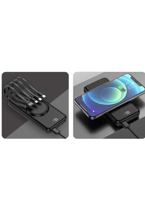 Mighty 10,000mAh 4 in 1 Cable Wireless Charging Power Bank Black YM368
