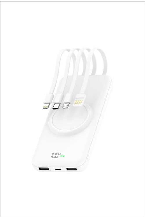 Mighty 10000mAh 4 in 1 Cable Wireless Charging Power Bank White MK109 