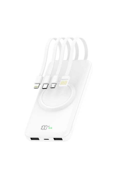 Mighty 10000mAh 4 in 1 Cable Wireless Charging Power Bank White MK109 