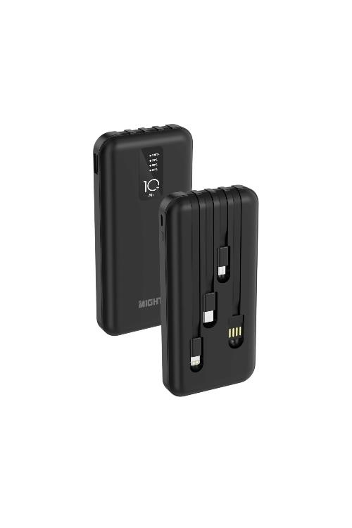 Mighty 10,000mAh Power Bank with 4 Cables Black MW602