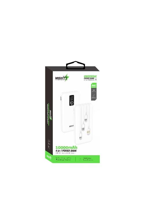 Mighty 10000mAh Power Bank with 4 Cables White MK111