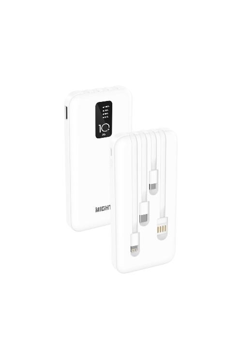 Mighty 10000mAh Power Bank with 4 Cables White MK111