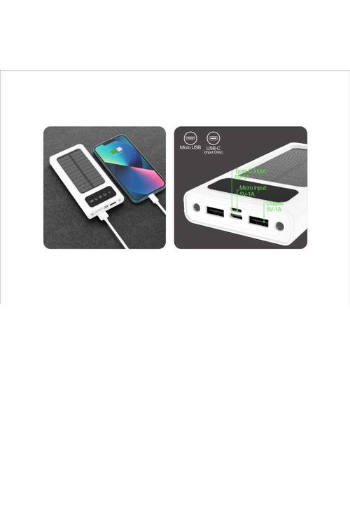 Mighty 10,000mAh Solar Power Bank with 4 Cables White MK106