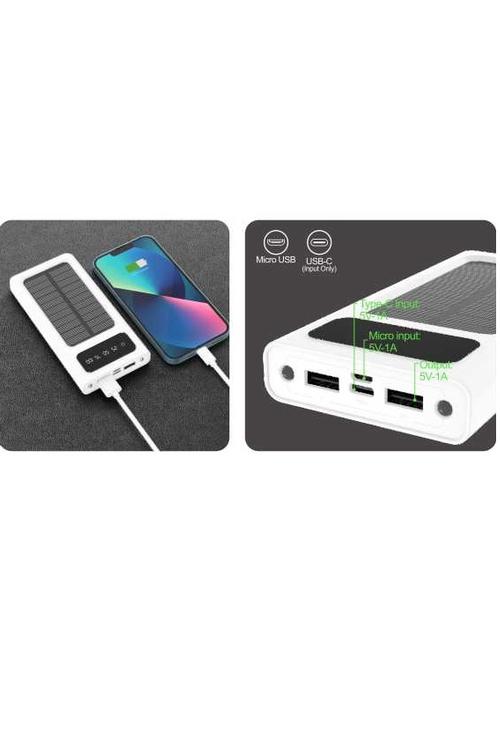 Mighty 10,000mAh Solar Power Bank with 4 Cables White MK106