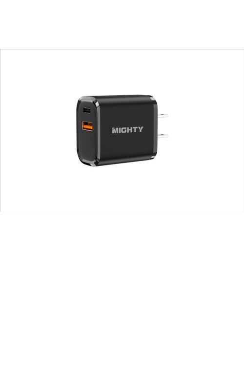 Mighty 18W Wall Charger with PD and USB Ports Black MK09