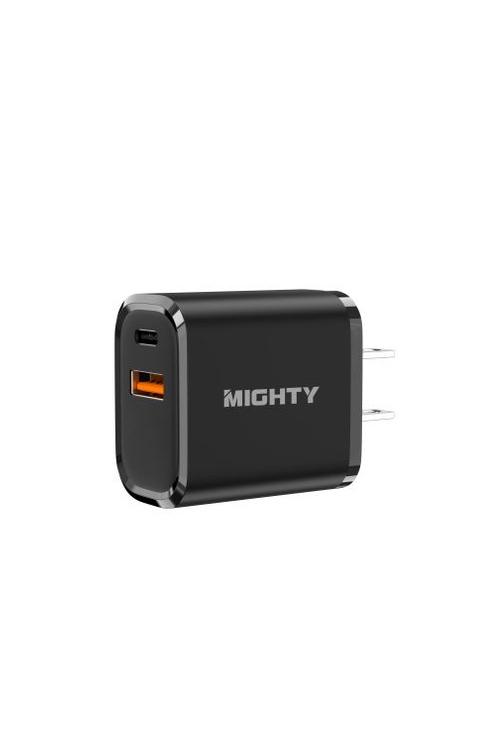 Mighty 18W Wall Charger with PD and USB Ports Black MK09