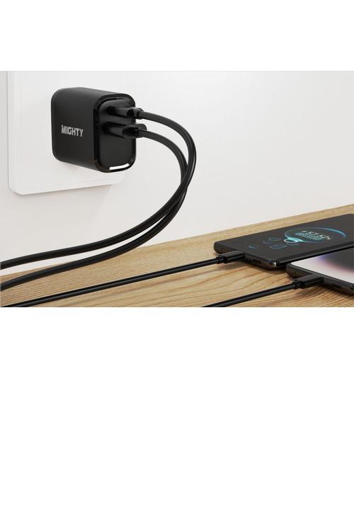 Mighty 18W Wall Charger with PD and USB Ports Black MK09