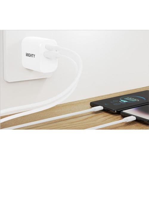 Mighty 18W Wall Charger with PD and USB Ports White MK10