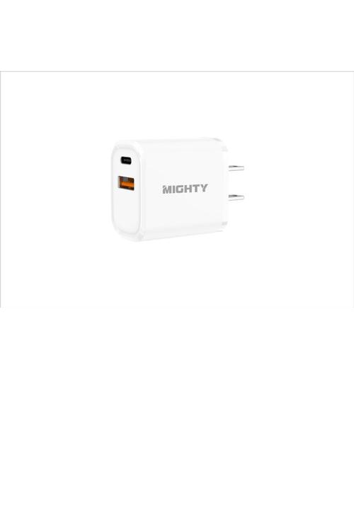 Mighty 18W Wall Charger with PD and USB Ports White MK10