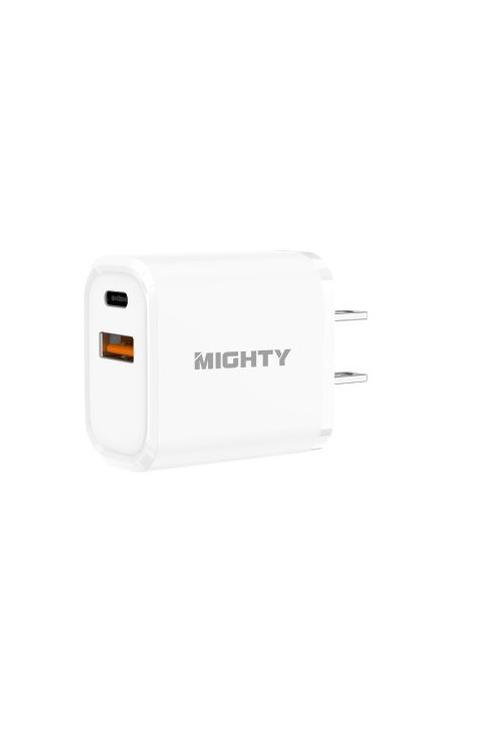 Mighty 18W Wall Charger with PD and USB Ports White MK10